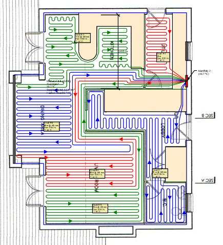 underfloor heating cad drawing pipe layout