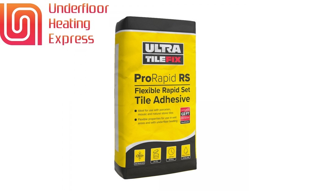 Underfloor Heating Tile Adhesive Self Leveling Compound Compatible Primer London UK Water Hydronic Electric Heating Mats Electrical UFH Systems Tilefix