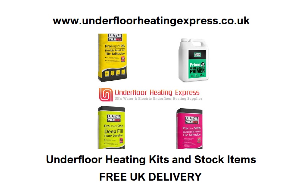 Underfloor Heating Tile Adhesive Self Leveling Compound Compatible Primer London UK Water Hydronic Electric Heating Mats UFH Systems 